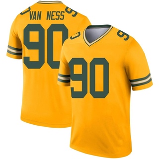 Legend Lukas Van Ness Men's Green Bay Packers Inverted Jersey - Gold
