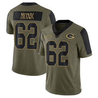 Limited Jacob Monk Men's Green Bay Packers 2021 Salute To Service Jersey - Olive