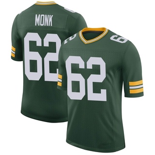 Limited Jacob Monk Men's Green Bay Packers Classic Jersey - Green