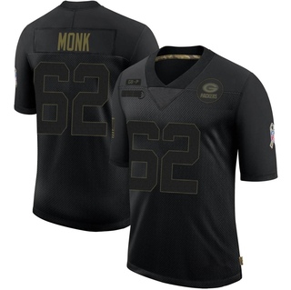 Limited Jacob Monk Youth Green Bay Packers 2020 Salute To Service Jersey - Black