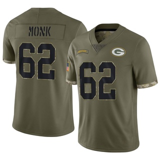 Limited Jacob Monk Youth Green Bay Packers 2022 Salute To Service Jersey - Olive