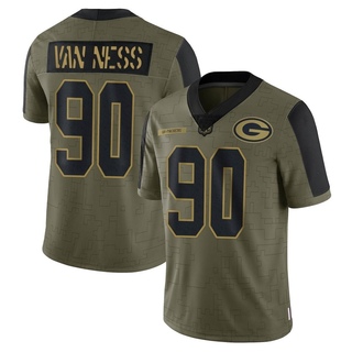 Limited Lukas Van Ness Men's Green Bay Packers 2021 Salute To Service Jersey - Olive