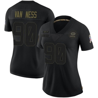 Limited Lukas Van Ness Women's Green Bay Packers 2020 Salute To Service Jersey - Black