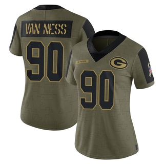 Limited Lukas Van Ness Women's Green Bay Packers 2021 Salute To Service Jersey - Olive