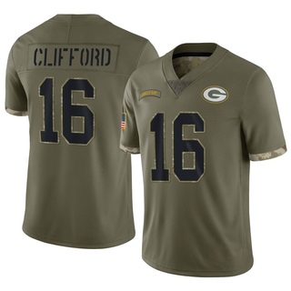 Limited Sean Clifford Men's Green Bay Packers 2022 Salute To Service Jersey - Olive