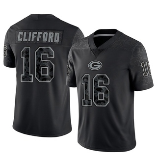 Limited Sean Clifford Men's Green Bay Packers Reflective Jersey - Black