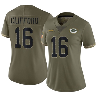 Limited Sean Clifford Women's Green Bay Packers 2022 Salute To Service Jersey - Olive