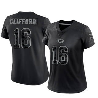 Limited Sean Clifford Women's Green Bay Packers Reflective Jersey - Black
