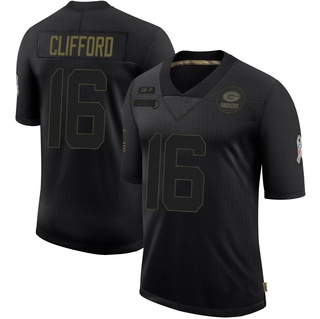 Limited Sean Clifford Youth Green Bay Packers 2020 Salute To Service Jersey - Black