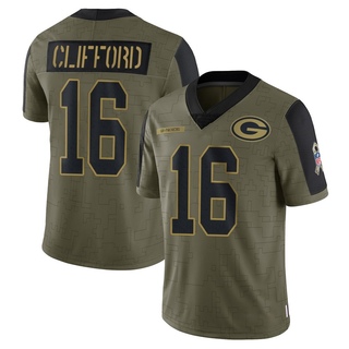 Limited Sean Clifford Youth Green Bay Packers 2021 Salute To Service Jersey - Olive